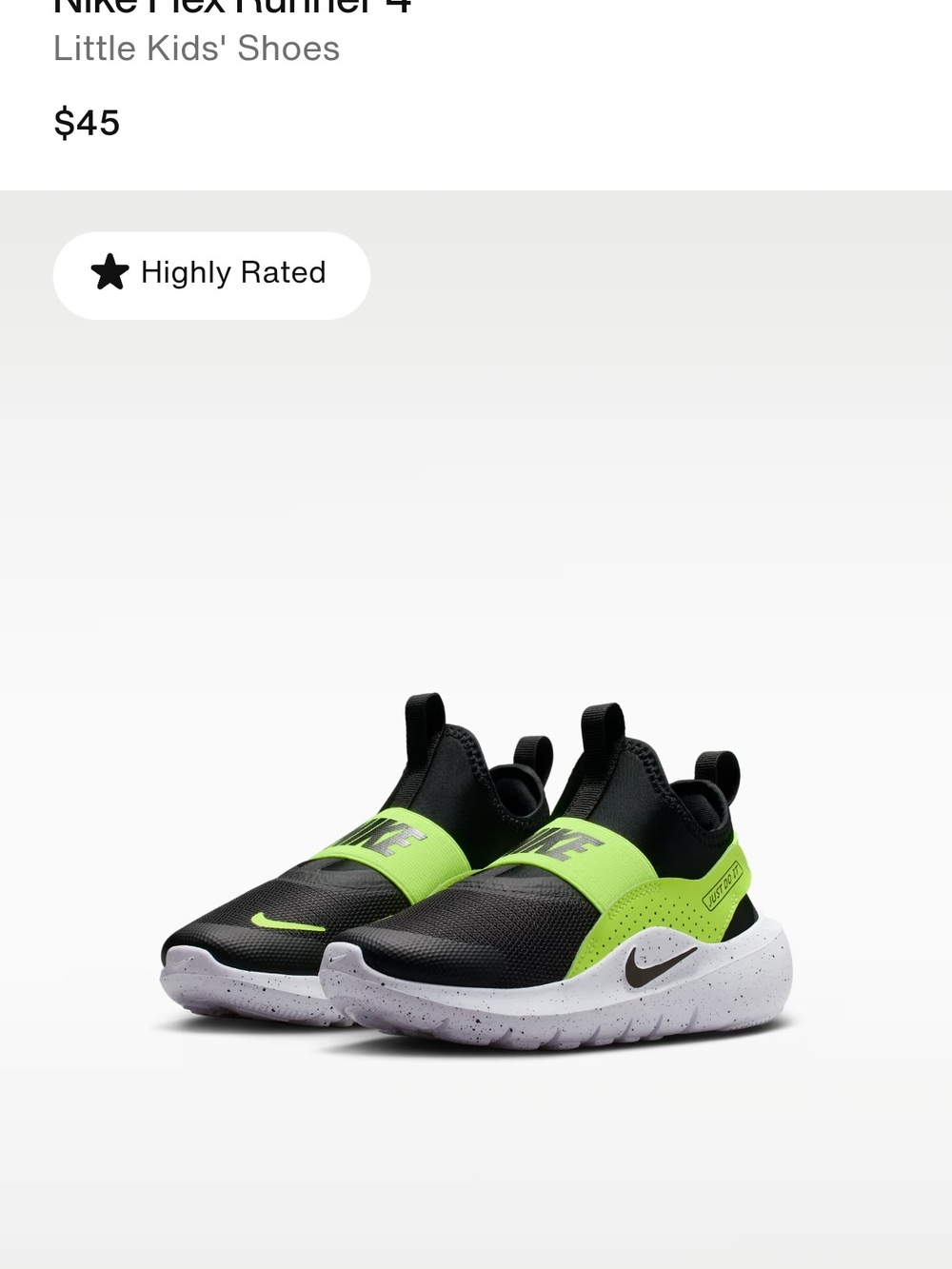 Nike Kids' Slip-On Sneakers - Black & Neon Green